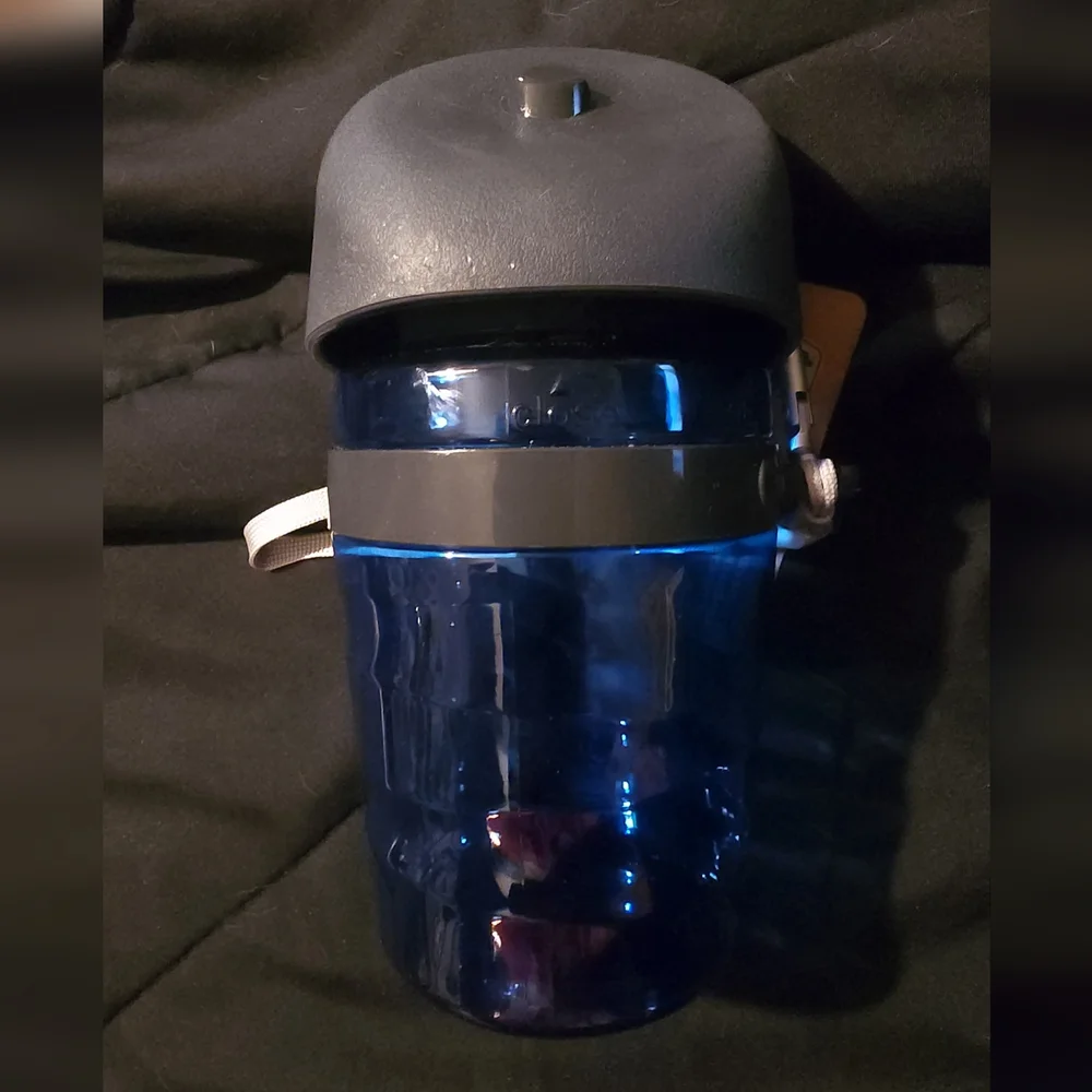 Arcadia Trail Black and Blue 2-in-1 Water Bottle and Bowl